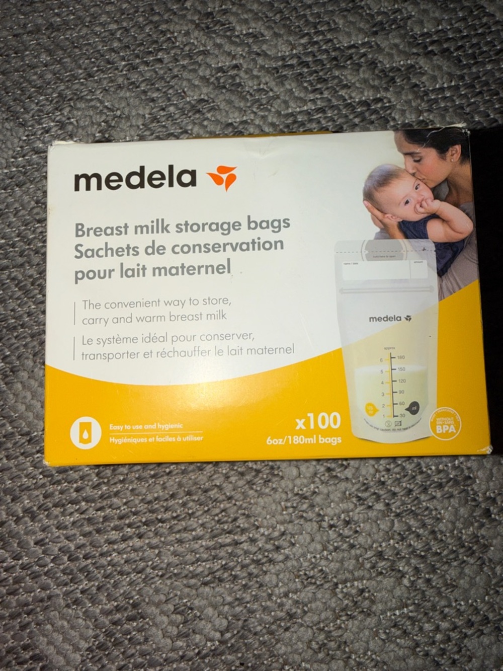 Medela Yellow and White Breast Milk Storage Bags - 100 Count